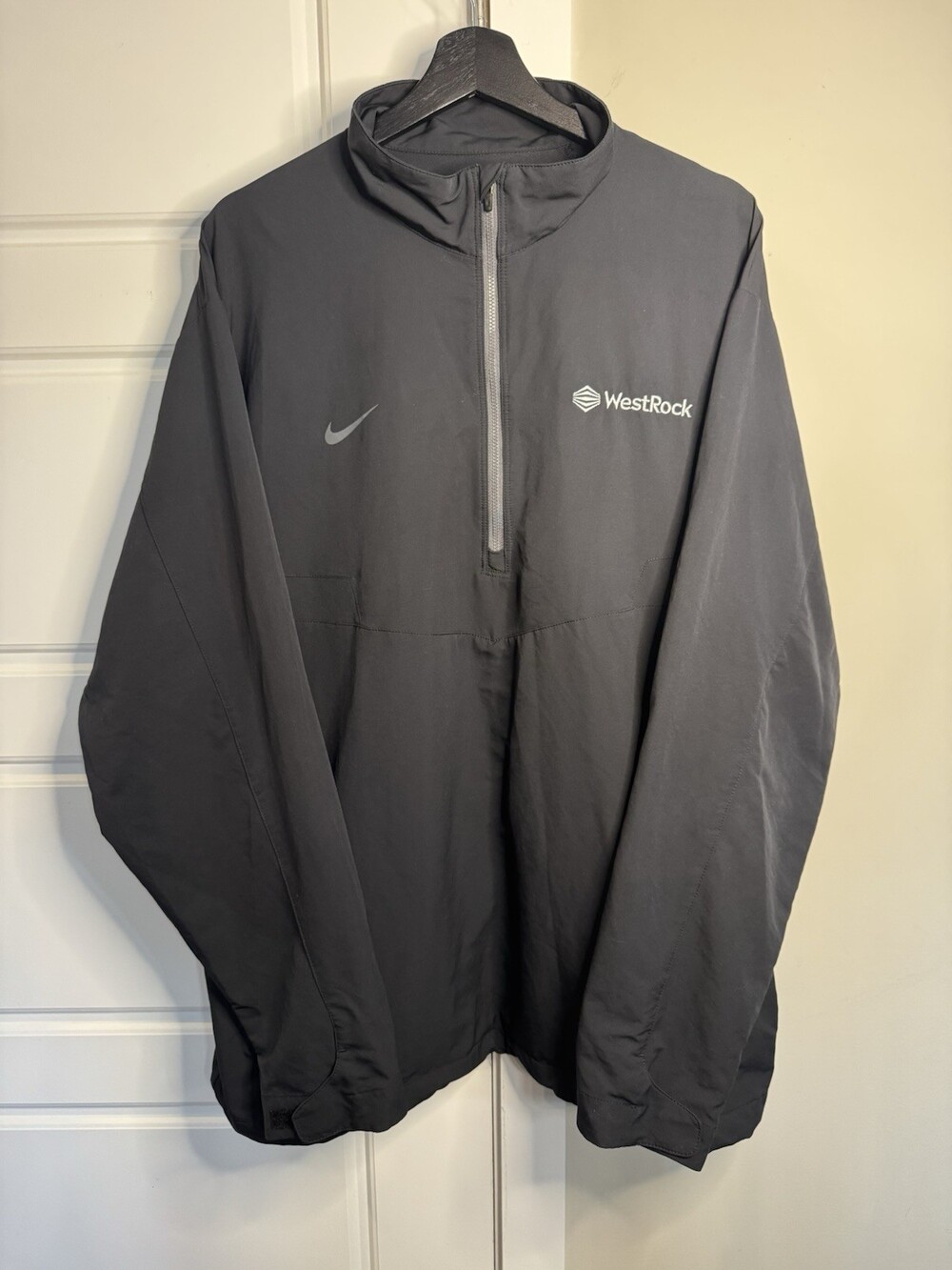 Nike Men’s Gray 1/2 Zip Performance Pullover Jacket Stand-Up Collar Pockets 2XL